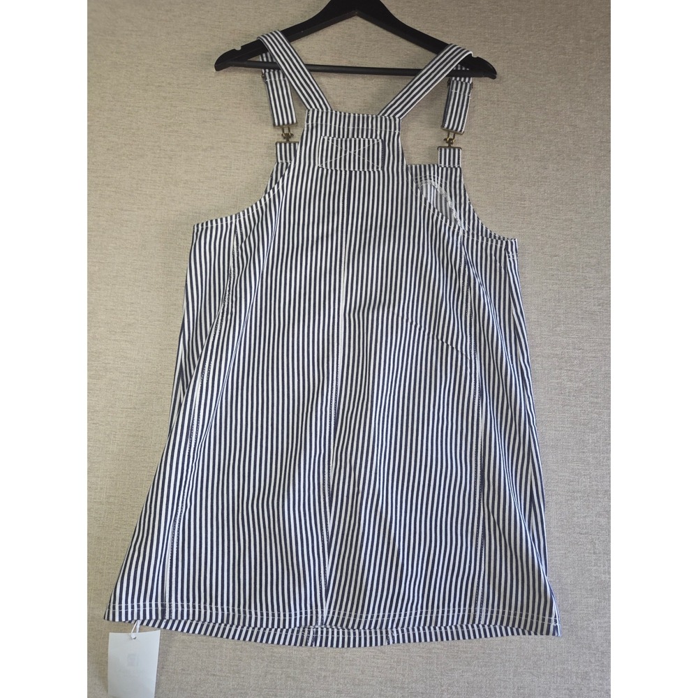 NWT Imily Bela Striped Overall Mini Dress Blue White Pinafore Pocket Size L - Picture 6 of 7